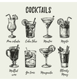 hand drawn sketch set of alcoholic cocktails vector image vector image