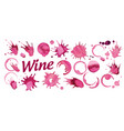 set splashes red wine on white vector image