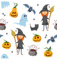 halloween seamless pattern design cute cartoon vector image