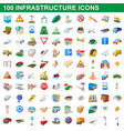 100 infrastructure set cartoon style vector image vector image