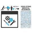 gear tools calendar page icon with 1000 medical vector image vector image