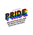 original display rainbow font design alphabet vector image