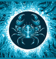 zodiac sign of cancer in water circle vector image vector image