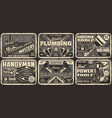 handyman and plumbing tools posters set vector image vector image