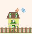 bird sitting on birdhouse vector image