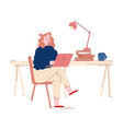 brainstorm process hard work businesswoman sit vector image