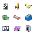 furniture icons set cartoon style vector image