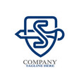 shield and sword with letter s logo vector image
