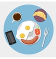 breakfast icons flat set with coffee time vector image vector image