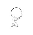 man carrying a big stone icon logo line style vector image vector image
