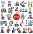politicians characters and conceptual cartoons set vector image