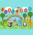 poster funny animals keep balloons birthday vector image vector image
