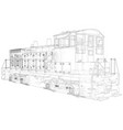 locomotive machine technical wire-frame eps10 vector image vector image