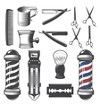 set of vintage barber shop elements vector image
