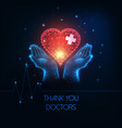 thank you doctors concept with glowing low vector image