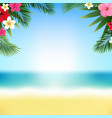 tropical flowers border and beach vector image vector image