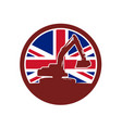 british mechanical digger union jack flag icon vector image