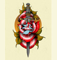 dagger rose tattoo vector image