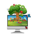 insect cartoon fairy on computer background vector image vector image