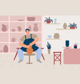 pottery hobby ceramic craft master cheerful male vector image vector image