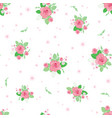 pink green roses ditsy vintage seamless pattern vector image vector image