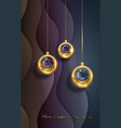 festive waves background golden christmas balls vector image