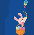 rabbit with eggs in basket vector image vector image