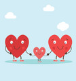 cute family parents with child hearts characters vector image
