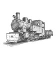 retro steam locomotive and coal-car vector image vector image