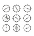 set of monochrome icons with compass vector image vector image