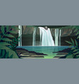 waterfall in jungle with trees and mountains vector image