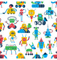 cartoon robots seamless pattern background vector image