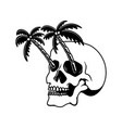 skull with palm summer theme design element vector image