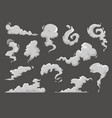 cartoon clouds steaming smoke and steam flows vector image