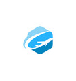 hexagon travel logo icon design vector image