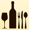 wine bottle and cutlery vector image