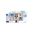 cartoon flat man character communicates vector image vector image