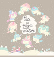 collection of funny unicorn on gray winter vector image vector image