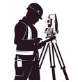surveyor and total station silhouette vector image