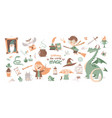 set of cartoon magical and witchcraft isolated ele vector image