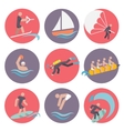 water sports icons set flat vector image