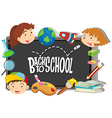 back to school theme with boy and girls vector image