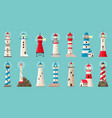 beacon building lighthouses with searchlight vector image vector image
