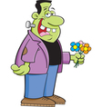 cartoon frankenstein with flower vector image