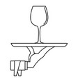 hand of waiter with tray icon outline style vector image