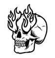vintage tattoo skull with flames vector image vector image