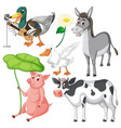 set of mix animal farm character vector image