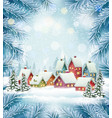 winter village christmas holiday background vector image