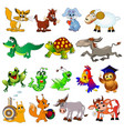 set cartoon animals with cow sheep rabbit vector image