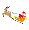 santa claus riding reindeer christmas sleigh vector image